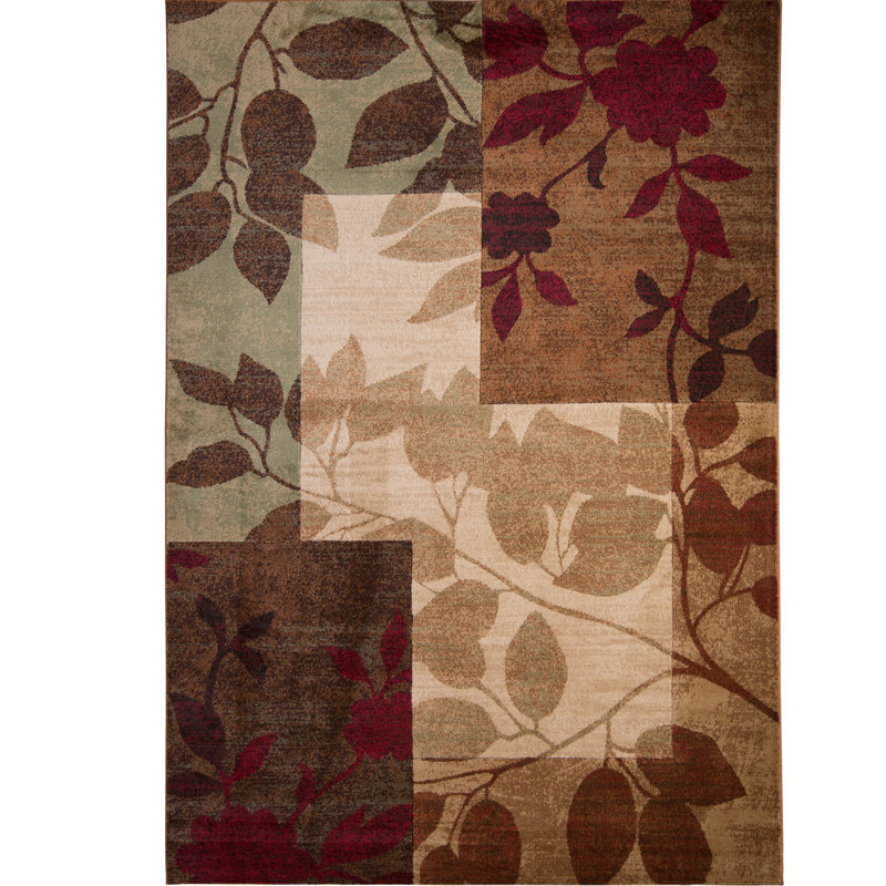 Andover Mills Raffin Beige/Brown Leaves Area Rug & Reviews Wayfair